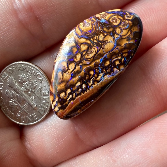 Huge 34.00ctw genuine boulder Opal loose!!! Extremely nice colors with gem jar - Picture 8 of 13